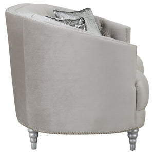 English Elm Colby Grey C-Shaped Tufted Velvet Loveseat with Rhinestone Buttons & Chrome Nailheads for Luxe_rooms (97) B062P357774