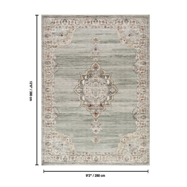 English Elm Majestic Medallion Area Rug Deep Green Traditional Polyester Pile Large Living Room B186P428874