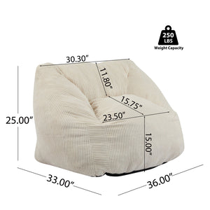 English Elm Christopher Knight Home® - Olbia Beige Faux Fur Bean Bag Chair — Compact Sofa-Style Armchair, Shredded Memory Foam Comfort N775P265556B
