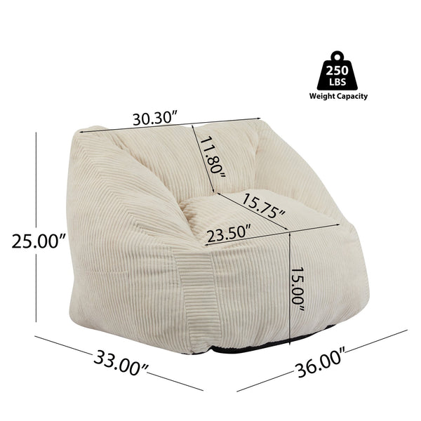 English Elm Christopher Knight Home® - Olbia Beige Faux Fur Bean Bag Chair — Compact Sofa-Style Armchair, Shredded Memory Foam Comfort N775P265556B