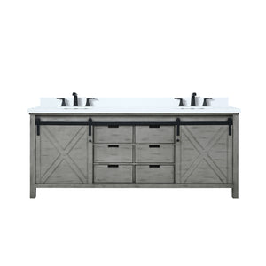 English Elm Ash Grey Double Bath Vanity With White Quartz Top & Matte Black Faucet – Stylish Storage Solution! B2731P260158