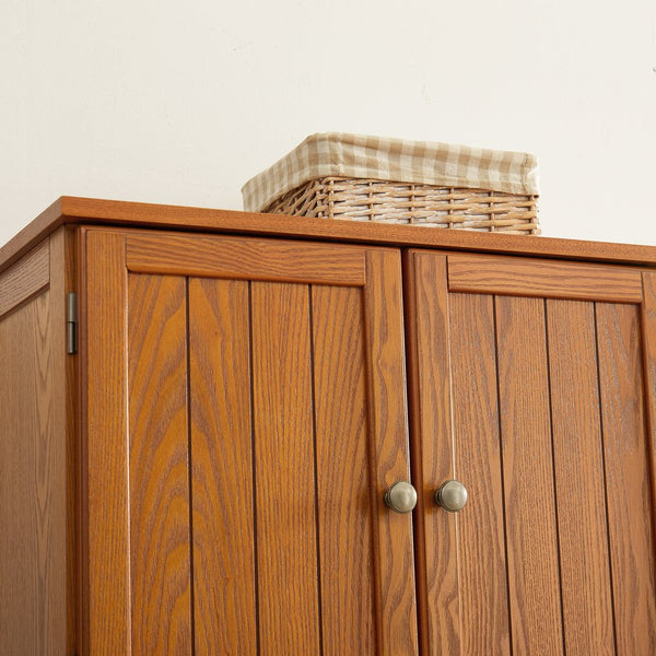 English Elm 72.4" Tall Storage Cabinet with 8 Doors and 4 Shelves, Smooth Surface, Vintage Handles, Sturdy Base and Hinge Oak W2275P269080
