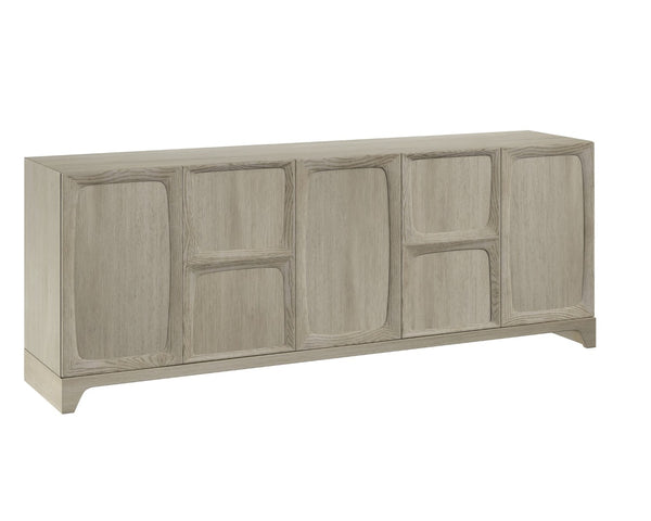 Sunpan RHAENYRA Sideboard - Elegant Sand Beige Oak Veneer with Unique Texture & Timeless Architectural Charm 110831