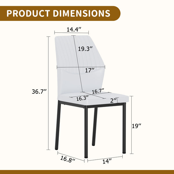 English Elm Luxury Modern White Pu Dining Chairs Set Of 4 - Ergonomic Design With Stylish Black Metal Legs W1151P282695