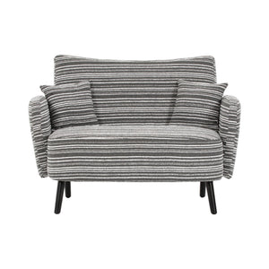 English Elm Modern tufted two-seater sofa with boucle upholstery, tapered legs, storage pockets, cozy compact design Dark Gray W395P376590