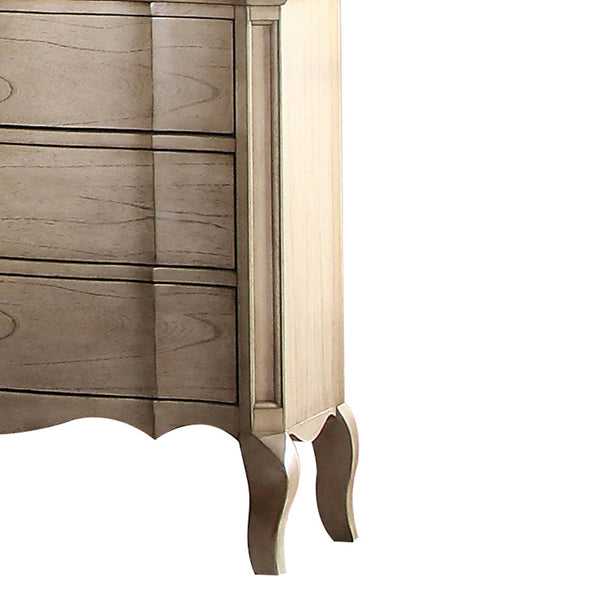 English Elm Antique Elegant 3-Drawer Nightstand with Dovetail Drawers, Felt-Lined Top, Full-Extension Glides taupe B062P215399