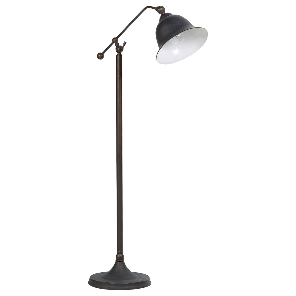 English Elm Madeira Dark Bronze Bell Down Bridge Floor Lamp with Curved Shade Rustic Industrial Metal Base B062P328681