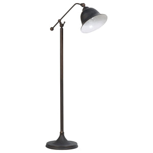 English Elm Madeira Dark Bronze Bell Down Bridge Floor Lamp with Curved Shade Rustic Industrial Metal Base B062P328681