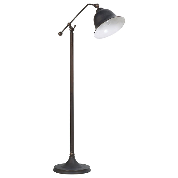 English Elm Madeira Dark Bronze Bell Down Bridge Floor Lamp with Curved Shade Rustic Industrial Metal Base B062P328681