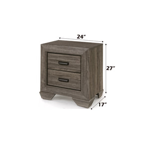 English Elm Lyndon Weathered Gray Grain Nightstand with 2 Drawers, Shaker Legs, Durable MDF & 3D Veneer Finish B2726P261250