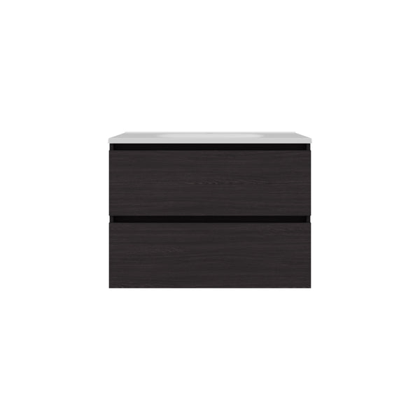 English Elm Bathroom Opalo Cabinet with Two Shelves and Open Storage, Black MDF, Modern Space-Saving Design Durable B200P313690