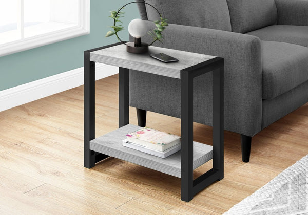 English Elm Accent Table Two Tier Narrow Black Laminate Metal Legs Modern Living Room Bedside B2710P218938