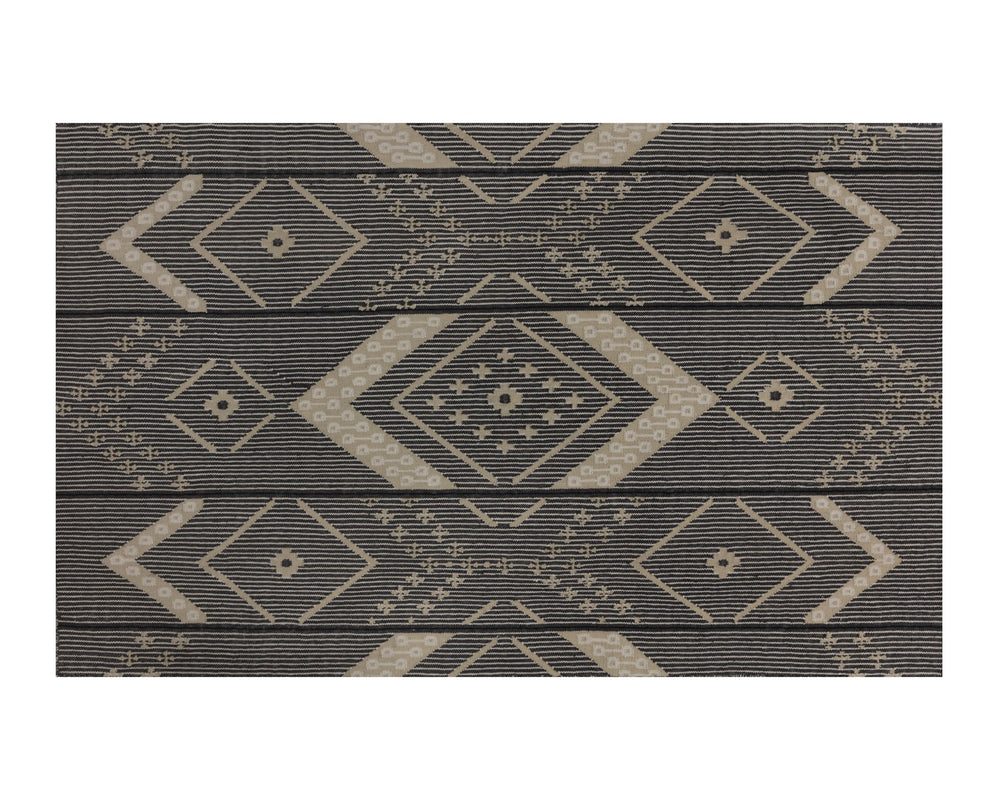 Sunpan Asana Hand-Woven Rug - Sustainable Black and Tan Medallion Design for Indoor and Outdoor Spaces 5' X 8'