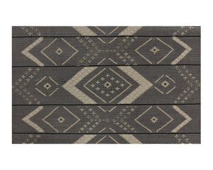 Sunpan Asana Hand-Woven Rug - Sustainable Black and Tan Medallion Design for Indoor and Outdoor Spaces 5' X 8'