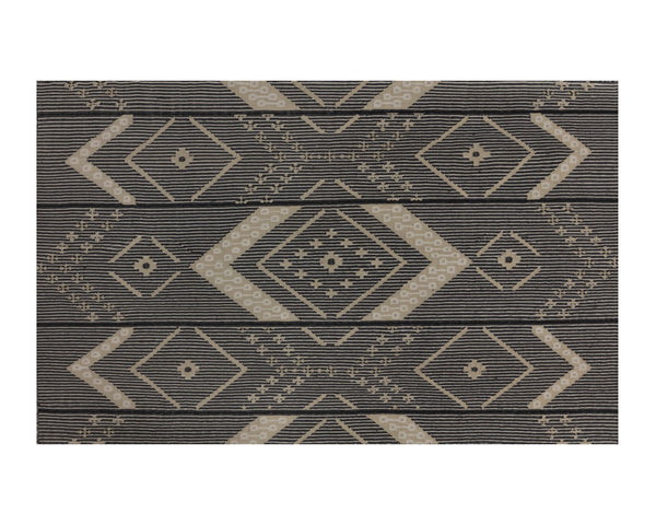 Sunpan Asana Hand-Woven Rug - Sustainable Black and Tan Medallion Design for Indoor and Outdoor Spaces 5' X 8'