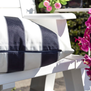 English Elm Horizon Stripe Pillow - Versatile Indoor/Outdoor Accent In Navy, Weather-Resistant & Stylish Comfort B357P367225