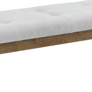 English Elm Dafne Tufted Upholstered Dining Bench Walnut Frame Light Gray Polyester Seat B2749P413311