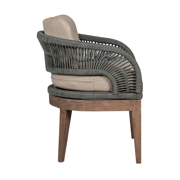 English Elm Orbit Outdoor Eucalyptus Hardwood Dining Chair with Woven Rope and Olefin Cushions B2736P464824