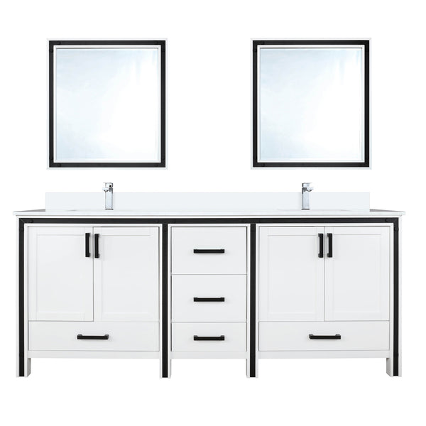 English Elm White Double Bath Vanity 72 in W x 22 in D with Cultured Marble Top, Chrome Faucets, 30" Mirrors, Durable Scratch-Resist Finish B2731S01141