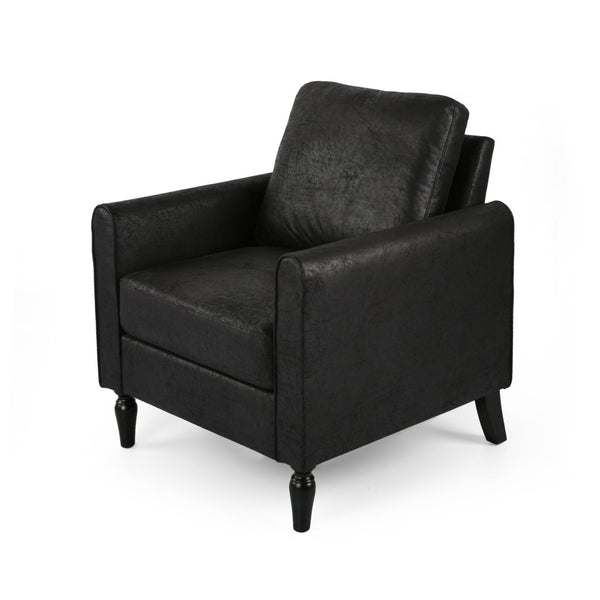 English Elm Chair Low Profile Club Seat Birch Frame Microfiber Upholstery Modern Living Room 63565.00MFBLK
