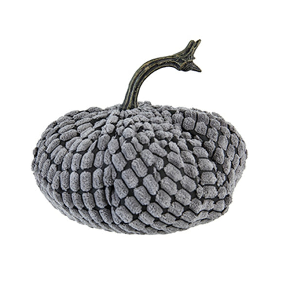 English Elm Set Of 2 Chenille Weighted Pumpkins In Soft Gray - Cozy Fall Décor For Thanksgiving & Harvest Tablescapes W2078P246681-GIGA