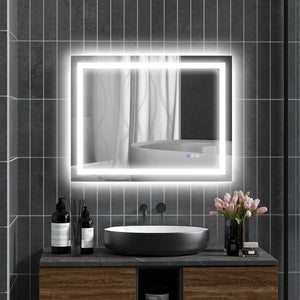 English Elm Homcom Led Bathroom Mirror: 35"X28" Anti-Fog, Dimmable Light, Custom Color Temp, Wall Mounted Magic W2225P229191
