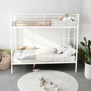 English Elm Bunk Bed - Twin Over Twin Metal Bunk With High Guardrail, Easy Convertibility & Noise-Free Design W3752P378625