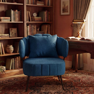 English Elm Decorative Chenille Barrel Tub Chair with Pocket Coil Cushion for Cozy Reading Nooks Blue W5188P462024