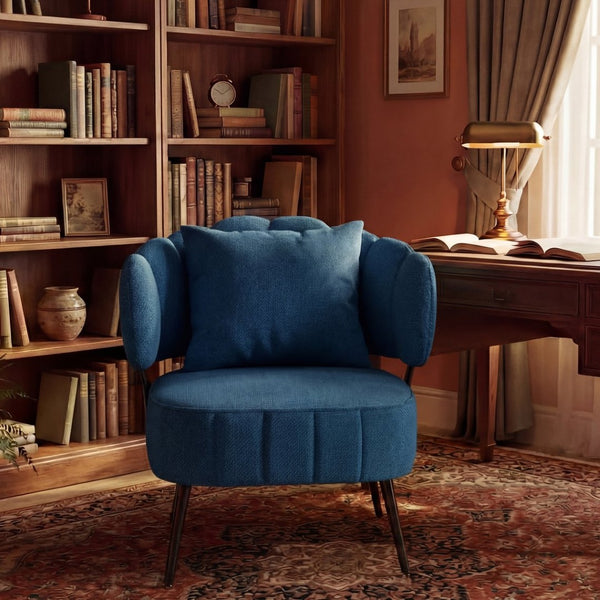 English Elm Decorative Chenille Barrel Tub Chair with Pocket Coil Cushion for Cozy Reading Nooks Blue W5188P462024
