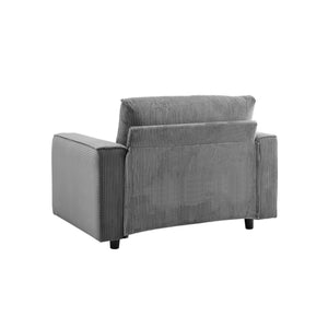 English Elm Modern Minimalist Chair Corduroy Sofa with Plush Wrinkle‑Resistant Fabric and Sturdy Wooden Frame, Compact Comfortable Seating for Home and Office Spaces Grey B347P401113