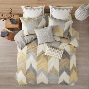 JLA Home INK+IVY - 3 Ikat Chevron Comforter Mini Set - Reversible 100% Cotton, OEKO-TEX Certified, Antimicrobial Freshness, 86"x86" 92 L x 88 W x 1.5H II10-785