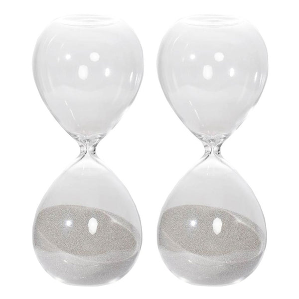 English Elm Set Of 2 Elegant 30-Minute Hourglasses With Gray Sand - Modern Decor For Home & Office Spaces W2078P278060-GIGA