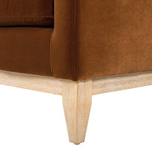 English Elm Jennifer Taylor Home - Knox 84" Modern Farmhouse Sofa in Burnt Orange Velvet — Performance, Feather-Down Comfort, 84" B2719P280171