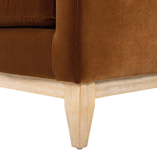 English Elm Jennifer Taylor Home - Knox 84" Modern Farmhouse Sofa in Burnt Orange Velvet — Performance, Feather-Down Comfort, 84" B2719P280171