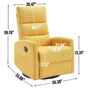 English Elm Manual Rocker Swivel Recliner Upholstered Fabric Chair for Cozy Living Spaces W3224P289295