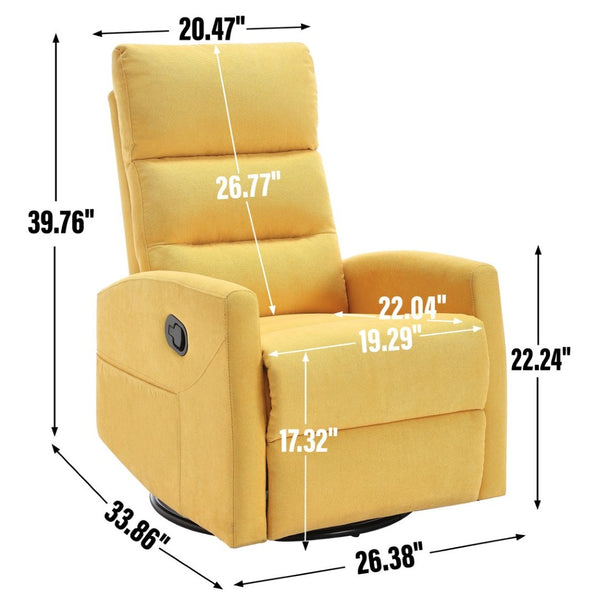 English Elm Manual Rocker Swivel Recliner Upholstered Fabric Chair for Cozy Living Spaces W3224P289295