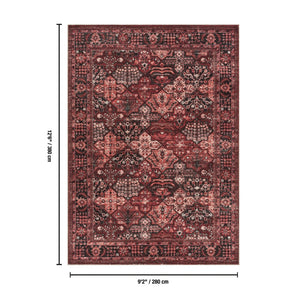 English Elm Majestic Red Medallion Area Rug Handmade Persian Style Polyester Pile for Living Room B186P428889