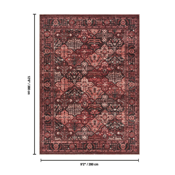 English Elm Majestic Red Medallion Area Rug Handmade Persian Style Polyester Pile for Living Room B186P428889