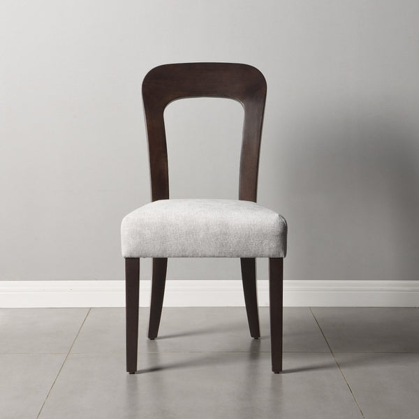 English Elm Dining Side Chairs Set of 2 Gray Chenille Upholstered with Rubberwood Legs for Kitchen N779P236958E