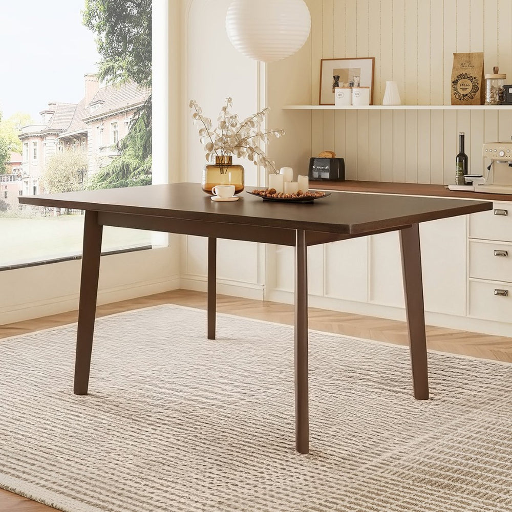 English Elm 60" Solid Rubberwood Farmhouse Dining Table Minimalist Design Seats Six for Kitchen Walnut N752P327191D