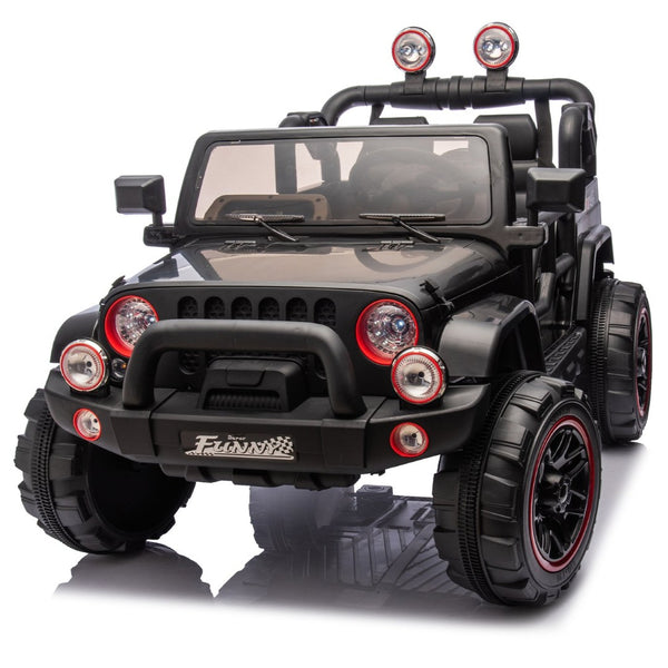 English Elm 24v Kids Electric Ride on Car with Parental Remote Rear Suspension and Bluetooth Audio Black W1578P228743