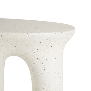 English Elm Outdoor Mgo Side Table Travertine Terrazzo White Finish for Patio Lounge Seating N768P410930W