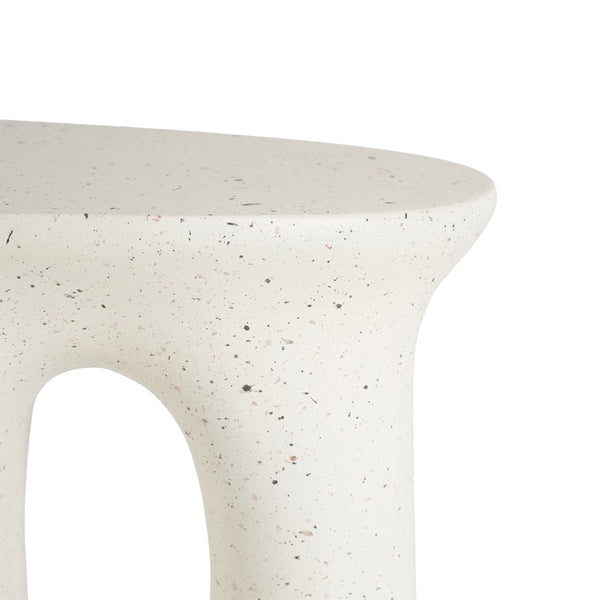 English Elm Outdoor Mgo Side Table Travertine Terrazzo White Finish for Patio Lounge Seating N768P410930W