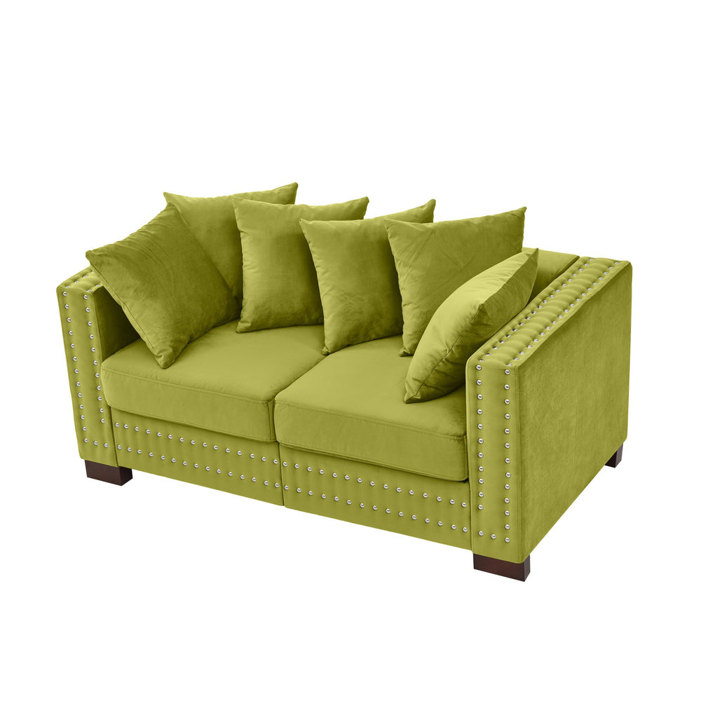 English Elm Modern Velvet Loveseat With Square Armrests & Silver Nailhead Trim – Stylish Comfort For Any Space W1097S00182