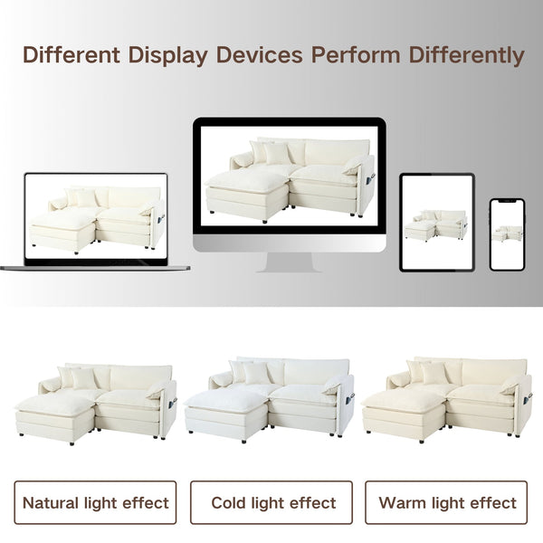 English Elm Modular Sectional Sofa - Oversized L-Shaped Couch With Movable Ottoman For Ultimate Comfort & Style W3163S00019