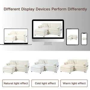 English Elm Modular Sectional Sofa - Oversized U-Shaped Comfy Couch Set With Movable Ottomans For Living Rooms W3163S00022