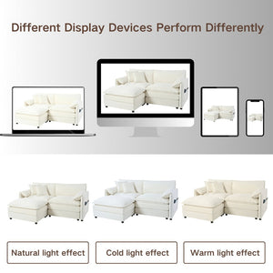 English Elm Oversized Modular Sectional Cloud Sofa With 3 Ottomans, Sleeper Function & Plush Pillows For Comfort W3163S00025-GIGA