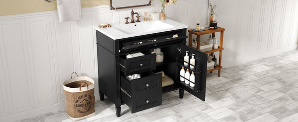 English Elm 36'' Modern Bathroom Vanity With Resin Sink, Storage Cabinet & Tip-Out Drawer For Stylish Organization SW000119AAB-2