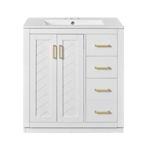 English Elm 60'' Bathroom Vanity Set With Soft-Close Drawers, Elegant Ceramic Sink & Ample Storage Space N710SS00002K