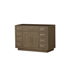 English Elm Grey Oak Single Bath Vanity 48 in. W x 22 in. D — Grey midcentury wood vanity, soft-close drawers, fully assembled storage (98) B2731P257703